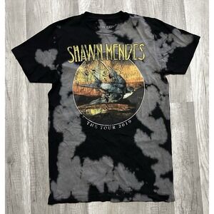 Shawn Mendes The Tour 2019 Shirt Men Small S Black Gray Tie Dye Shallow Bird